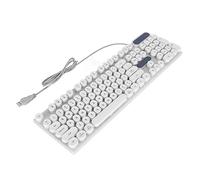 BROLEO Computer Keyboard, Gaming Keyboard Wired 104 Keys for Desktop (Punk White)