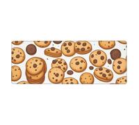 BROLEO Cookies Food Chocolate Chip Biscuits Printing Extra Large Mouse Pad, Computer Office Anti Slip Gaming Keyboard Thickened Version 12x31.5in