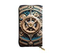 BROLEO Cool Steampunk Gears Picture Leather Long Clutch Wallet for Fashionable Girls and Women - Durable, Stylish, and Functional