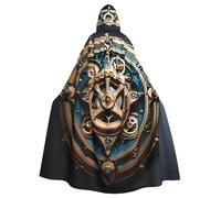 BROLEO Cool Steampunk Gears Prints Halloween Adult Hooded Cloak for Costume Parties and Theme Events