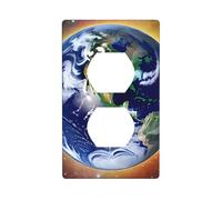 BROLEO Cosmic Earth Printing Double Socket Wall Panel Decorative for Residential and Commercial Areas 4.5x2.76in