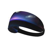 BROLEO Cosmic Saturn Printing Sports Headband for Women Sweat Proof Bandeau Summer Elastic Band