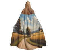 BROLEO Country Road Prints Halloween Adult Hooded Cape Cloak No Zipper, Comfortable For Costume Parties