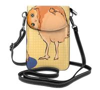 BROLEO Crooked Owl printing Ladies' mobile phone with leather foreskin, crossbody flip cover, small adjustable shoulder strap