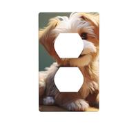 BROLEO Cute Dog Printing Double Socket Wall Panel Decorative is Durable and Suitable for Socket Light Switch Accessories 4.5x2.76in