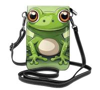 BROLEO Cute Frog Printing Small Leather Women'S Crossbody Flip Phone Bag, Waterproof And Durable