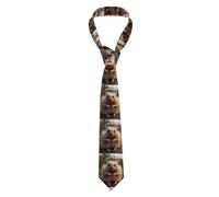 BROLEO Cute hedgehog printing Men's tie classic style suit cravat suitable for holidays and work