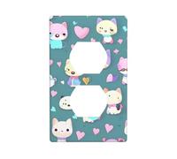BROLEO Cute Little Fox Printing Double Socket Wall Panel Decorative for Residential and Commercial Areas 4.5x2.76in