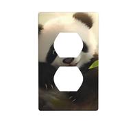 BROLEO Cute Little Panda Printing Double Socket Wall Panel Decorative for Residential and Commercial Areas 4.5x2.76in