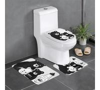 BROLEO Cute Milk Bottle Bear Printing Three Piece Set of Bathroom Floor mats, Bathroom Shower mats, Anti Slip Quick Drying
