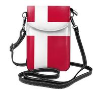 BROLEO Danish flag printing Ladies' mobile phone with leather foreskin, crossbody flip cover, small adjustable shoulder strap