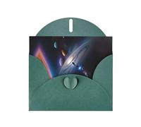 BROLEO Dark Green Greeting Card A fascinating universe Prints Perfect for Valentine's Day, Wedding Anniversary & Party Invitations