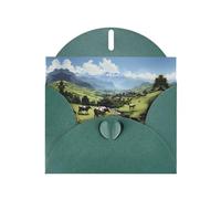 BROLEO Dark Green Greeting Card Alpine Farm Cows Prints Perfect for Valentine's Day, Wedding Anniversary & Party Invitations