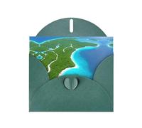 BROLEO Dark Green Greeting Card An island in the ocean Prints Perfect for Valentine's Day, Wedding Anniversary & Party Invitations