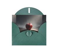BROLEO Dark Green Greeting Card Apple on the book Prints Perfect for Valentine's Day, Wedding Anniversary & Party Invitations