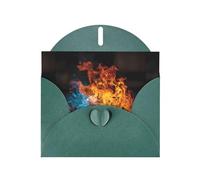 BROLEO Dark Green Greeting Card Bearing colorful flames Prints Perfect for Valentine's Day, Wedding Anniversary & Party Invitations