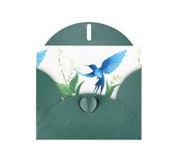 BROLEO Dark Green Greeting Card Blue swallow under the lily of the valley Prints Perfect for Valentine's Day, Wedding Anniversary & Party Invitations