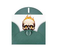 BROLEO Dark Green Greeting Card Burning skull Prints Perfect for Valentine's Day, Wedding Anniversary & Party Invitations