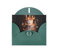 BROLEO Dark Green Greeting Card Candles on the cake Prints Perfect for Valentine's Day, Wedding Anniversary & Party Invitations