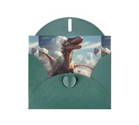 BROLEO Dark Green Greeting Card Dinosaurs in the sky Prints Perfect for Valentine's Day, Wedding Anniversary & Party Invitations