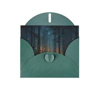 BROLEO Dark Green Greeting Card Fireflies in the Forest Prints Perfect for Valentine's Day, Wedding Anniversary & Party Invitations
