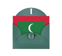 BROLEO Dark Green Greeting Card Flag of Maldives Picture for Christmas, Children's Birthday, Valentine's Day, and Party Invitation