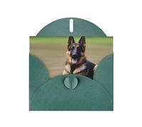 BROLEO Dark Green Greeting Card German Shepherd Dog Prints Perfect for Valentine's Day, Wedding Anniversary & Party Invitations