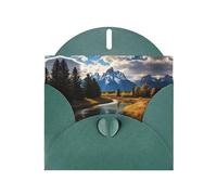 BROLEO Dark Green Greeting Card grand teton national park Prints Perfect for Valentine's Day, Wedding Anniversary & Party Invitations