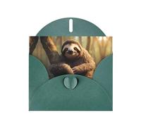 BROLEO Dark Green Greeting Card Hug tree sloth Picture for Christmas, Children's Birthday, Valentine's Day, and Party Invitation