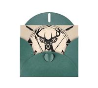 BROLEO Dark Green Greeting Card Hunting Arrows Triangles Deer Prints Perfect for Valentine's Day, Wedding Anniversary & Party Invitations