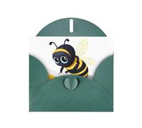 BROLEO Dark Green Greeting Card Little bee reading a book Prints Perfect for Valentine's Day, Wedding Anniversary & Party Invitations
