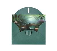 BROLEO Dark Green Greeting Card Little Bridge in the East Prints Perfect for Valentine's Day, Wedding Anniversary & Party Invitations