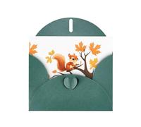 BROLEO Dark Green Greeting Card Little squirrel on the maple tree Prints Perfect for Valentine's Day, Wedding Anniversary & Party Invitations
