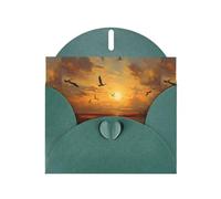 BROLEO Dark Green Greeting Card Migratory birds before sunset Prints Perfect for Valentine's Day, Wedding Anniversary & Party Invitations