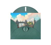 BROLEO Dark Green Greeting Card Outside the Castle Gate Prints Perfect for Valentine's Day, Wedding Anniversary & Party Invitations