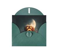 BROLEO Dark Green Greeting Card Pumpkin Face Prints Perfect for Valentine's Day, Wedding Anniversary & Party Invitations