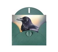 BROLEO Dark Green Greeting Card Ravens Picture for Christmas, Children's Birthday, Valentine's Day, and Party Invitation