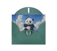BROLEO Dark Green Greeting Card Red panda on the cloud Prints Perfect for Valentine's Day, Wedding Anniversary & Party Invitations