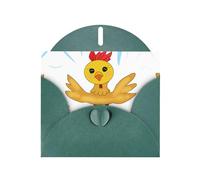 BROLEO Dark Green Greeting Card rooster in the square Picture for Christmas, Children's Birthday, Valentine's Day, and Party Invitation