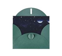 BROLEO Dark Green Greeting Card Serene blue night view Prints Perfect for Valentine's Day, Wedding Anniversary & Party Invitations