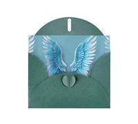 BROLEO Dark Green Greeting Card Sky blue wings Prints Perfect for Valentine's Day, Wedding Anniversary & Party Invitations