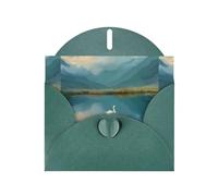 BROLEO Dark Green Greeting Card Swan in the light of the lake Prints Perfect for Valentine's Day, Wedding Anniversary & Party Invitations