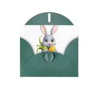 BROLEO Dark Green Greeting Card The grey rabbit with a full harvest Prints Perfect for Valentine's Day, Wedding Anniversary & Party Invitations