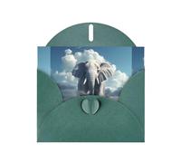BROLEO Dark Green Greeting Card The little elephant on the clouds Prints Perfect for Valentine's Day, Wedding Anniversary & Party Invitations