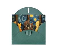 BROLEO Dark Green Greeting Card Three Guitars Picture for Christmas, Children's Birthday, Valentine's Day, and Party Invitation