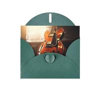 BROLEO Dark Green Greeting Card Vintage Guitar Picture for Christmas, Children's Birthday, Valentine's Day, and Party Invitation