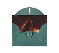 BROLEO Dark Green Greeting Card Wolves in Flames Prints Perfect for Valentine's Day, Wedding Anniversary & Party Invitations