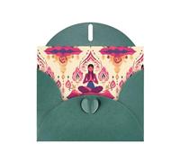 BROLEO Dark Green Greeting Card yoga meditation Picture for Christmas, Children's Birthday, Valentine's Day, and Party Invitation
