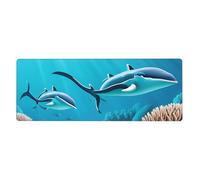 BROLEO Deep Sea Whales Printing Extra Large Mouse Pad, Computer Office Anti Slip Gaming Keyboard Thickened Version 12x31.5in