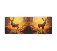 BROLEO Deer Art Printing Extra Large Mouse Pad, Computer Office Anti Slip Gaming Keyboard Thickened Version 12x31.5in